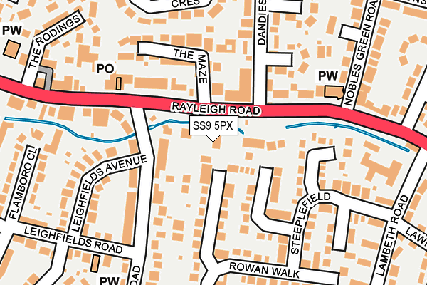 SS9 5PX map - OS OpenMap – Local (Ordnance Survey)