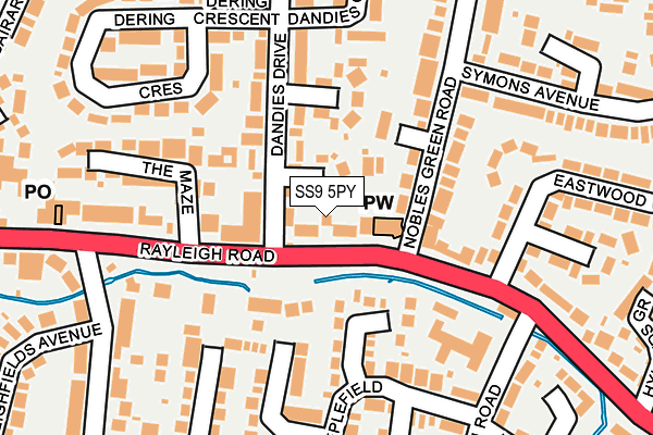 SS9 5PY map - OS OpenMap – Local (Ordnance Survey)