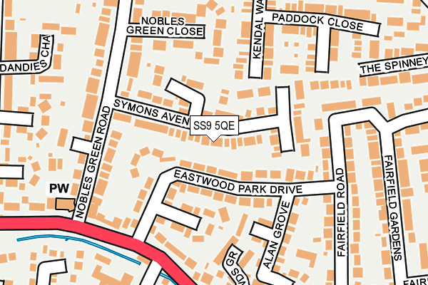 SS9 5QE map - OS OpenMap – Local (Ordnance Survey)
