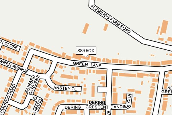 SS9 5QX map - OS OpenMap – Local (Ordnance Survey)