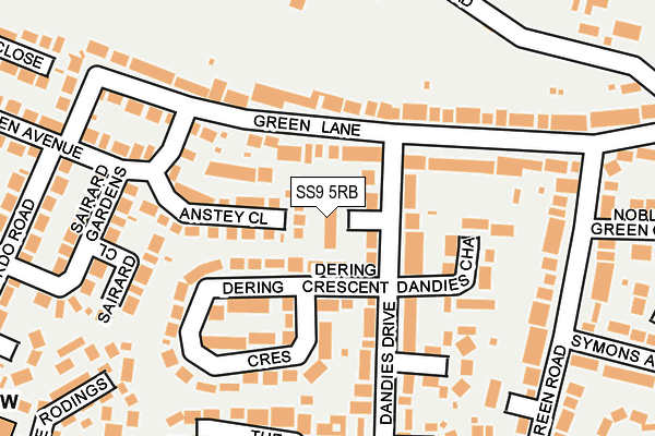 SS9 5RB map - OS OpenMap – Local (Ordnance Survey)