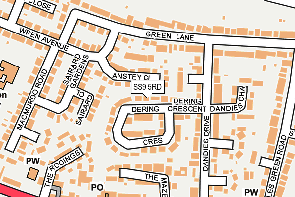 SS9 5RD map - OS OpenMap – Local (Ordnance Survey)