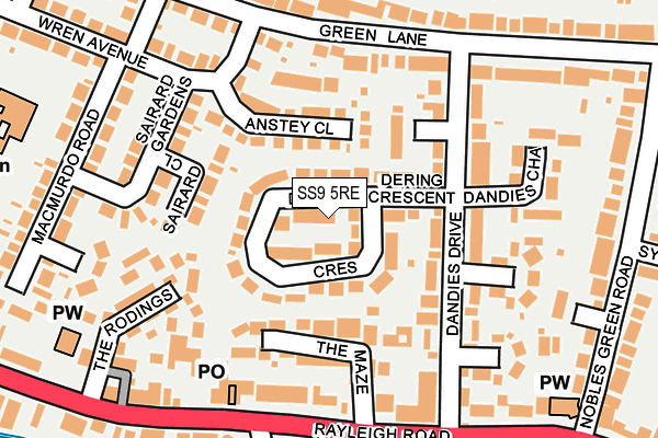 SS9 5RE map - OS OpenMap – Local (Ordnance Survey)