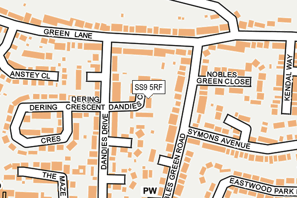 SS9 5RF map - OS OpenMap – Local (Ordnance Survey)