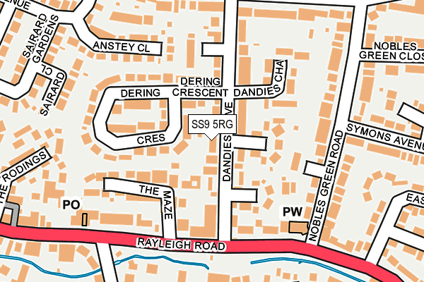 SS9 5RG map - OS OpenMap – Local (Ordnance Survey)