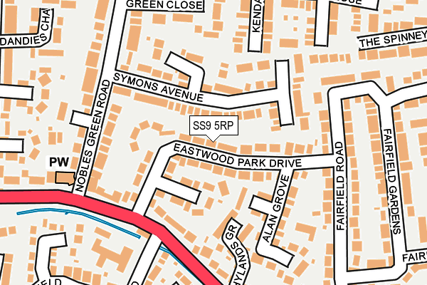 SS9 5RP map - OS OpenMap – Local (Ordnance Survey)