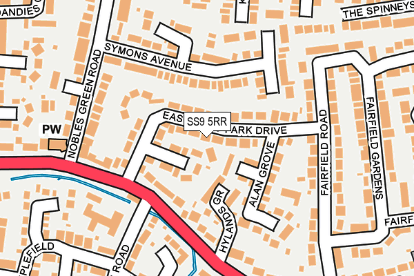 SS9 5RR map - OS OpenMap – Local (Ordnance Survey)