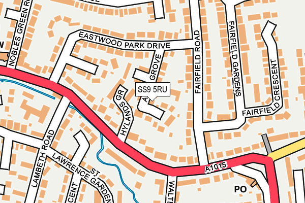 SS9 5RU map - OS OpenMap – Local (Ordnance Survey)