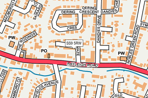 SS9 5RW map - OS OpenMap – Local (Ordnance Survey)