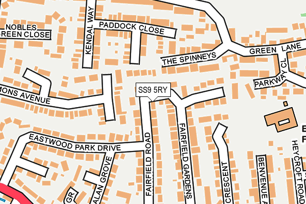SS9 5RY map - OS OpenMap – Local (Ordnance Survey)