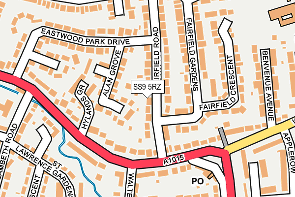 SS9 5RZ map - OS OpenMap – Local (Ordnance Survey)
