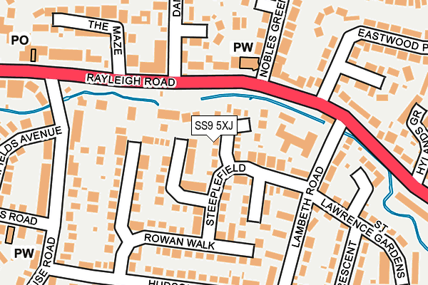 SS9 5XJ map - OS OpenMap – Local (Ordnance Survey)