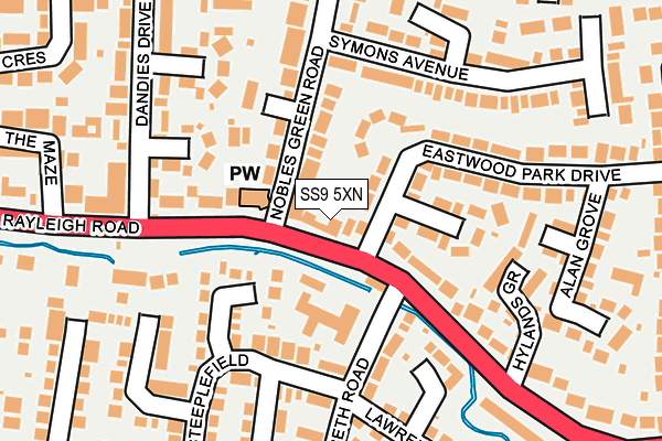 SS9 5XN map - OS OpenMap – Local (Ordnance Survey)
