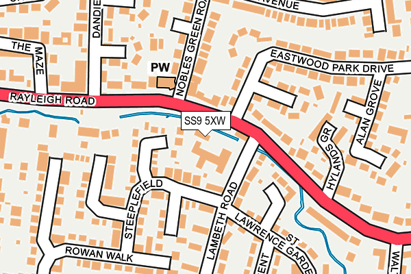 SS9 5XW map - OS OpenMap – Local (Ordnance Survey)