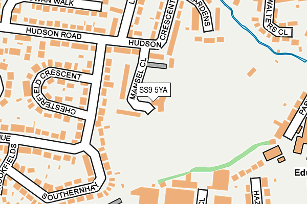 SS9 5YA map - OS OpenMap – Local (Ordnance Survey)