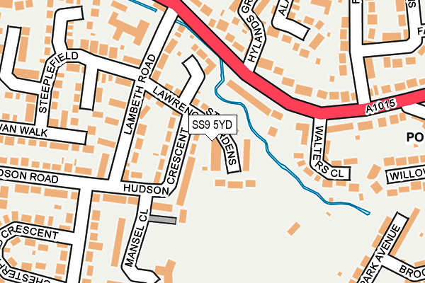 SS9 5YD map - OS OpenMap – Local (Ordnance Survey)