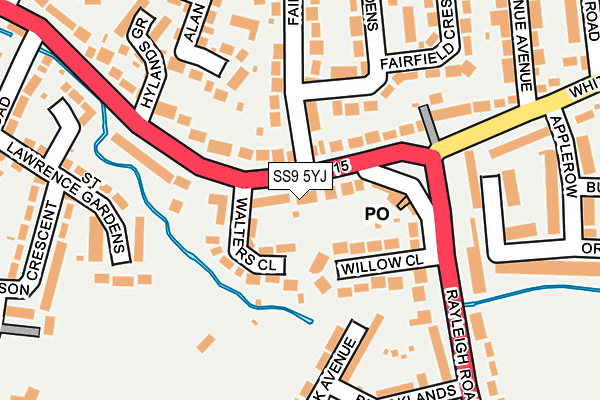 SS9 5YJ map - OS OpenMap – Local (Ordnance Survey)