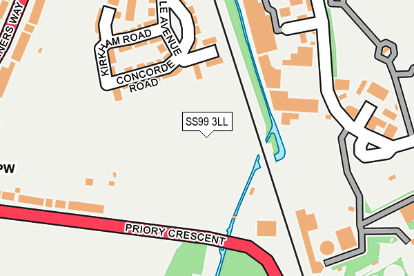 SS99 3LL map - OS OpenMap – Local (Ordnance Survey)