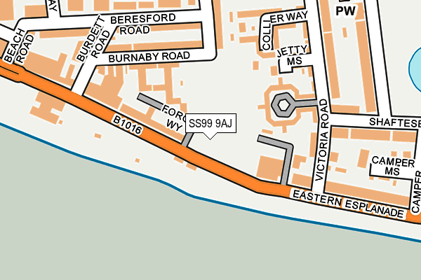 SS99 9AJ map - OS OpenMap – Local (Ordnance Survey)