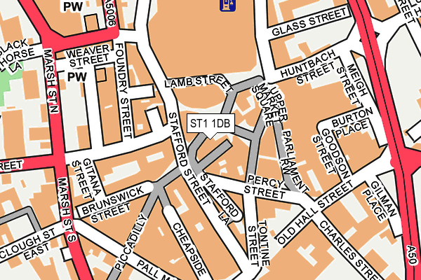 ST1 1DB map - OS OpenMap – Local (Ordnance Survey)