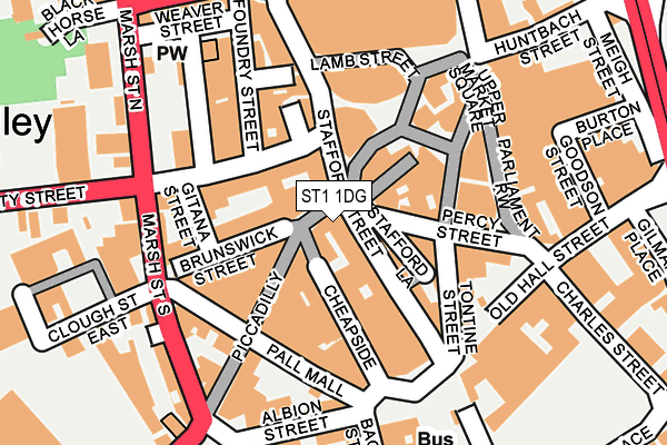 ST1 1DG map - OS OpenMap – Local (Ordnance Survey)