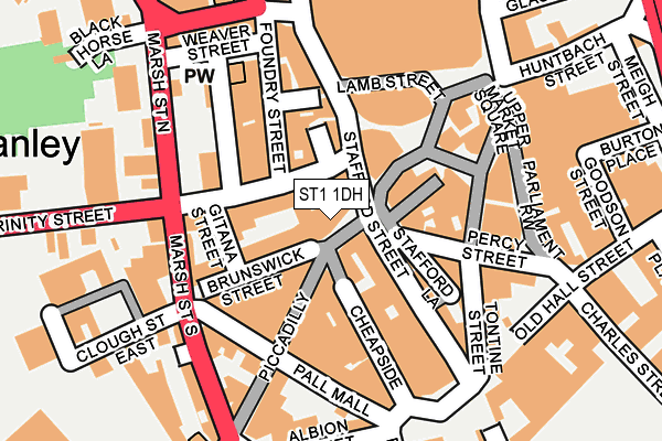 ST1 1DH map - OS OpenMap – Local (Ordnance Survey)