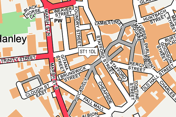 ST1 1DL map - OS OpenMap – Local (Ordnance Survey)