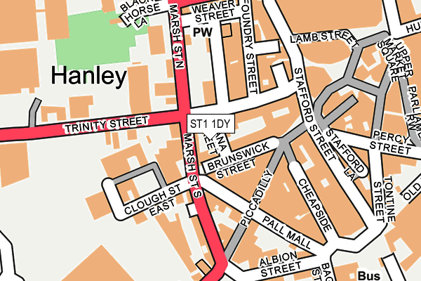 ST1 1DY map - OS OpenMap – Local (Ordnance Survey)