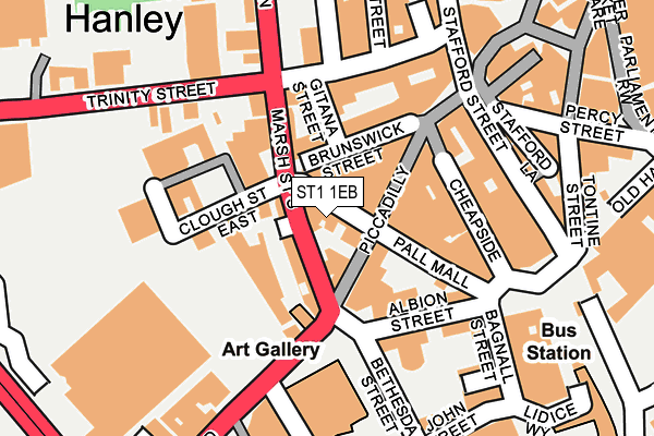 ST1 1EB map - OS OpenMap – Local (Ordnance Survey)