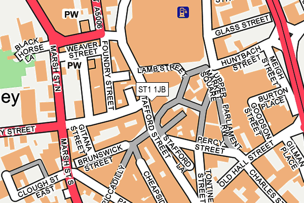 ST1 1JB map - OS OpenMap – Local (Ordnance Survey)