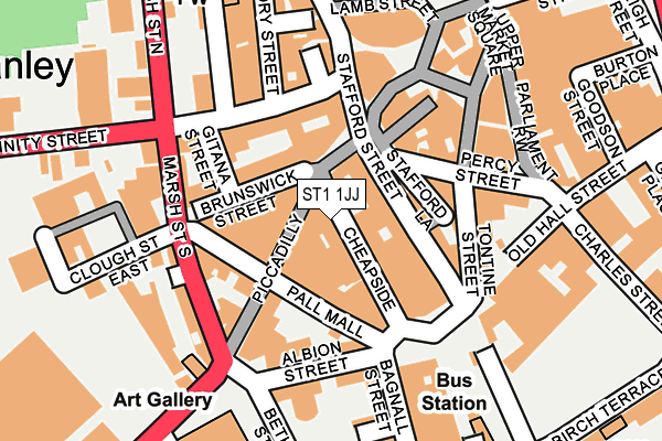 ST1 1JJ map - OS OpenMap – Local (Ordnance Survey)