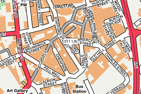 ST1 1JN map - OS OpenMap – Local (Ordnance Survey)