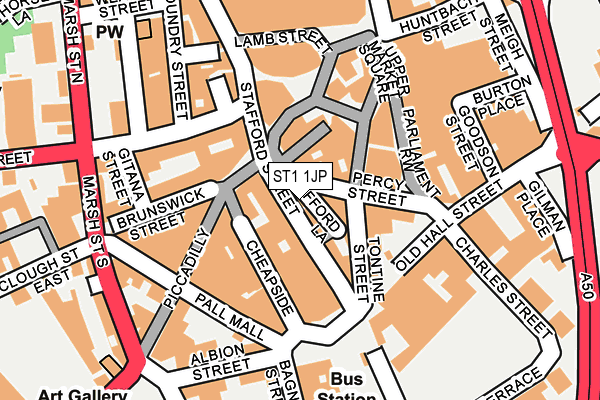 ST1 1JP map - OS OpenMap – Local (Ordnance Survey)