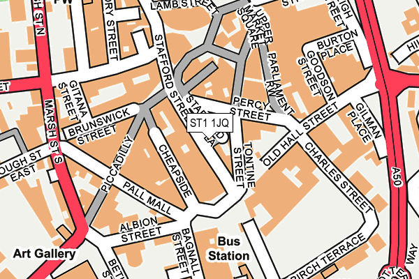 ST1 1JQ map - OS OpenMap – Local (Ordnance Survey)