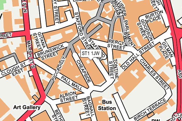 ST1 1JW map - OS OpenMap – Local (Ordnance Survey)
