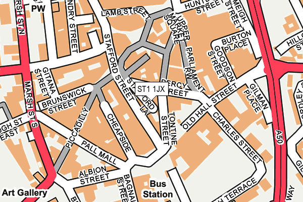 ST1 1JX map - OS OpenMap – Local (Ordnance Survey)