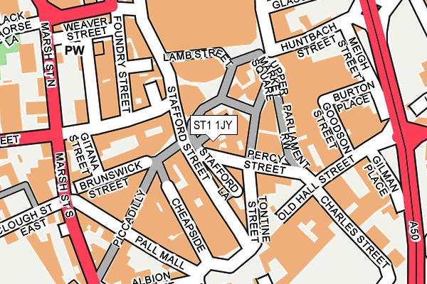 ST1 1JY map - OS OpenMap – Local (Ordnance Survey)