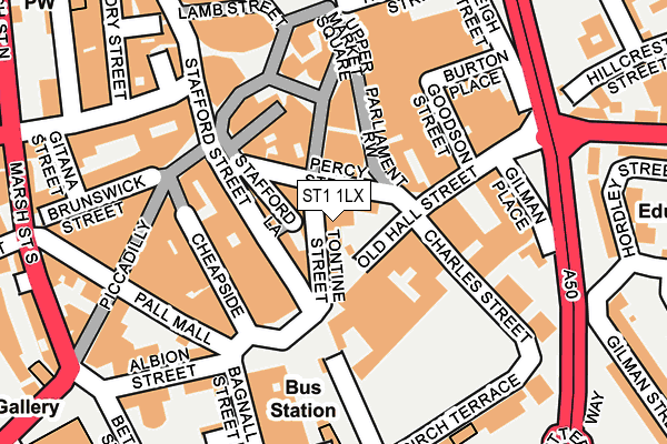 ST1 1LX map - OS OpenMap – Local (Ordnance Survey)