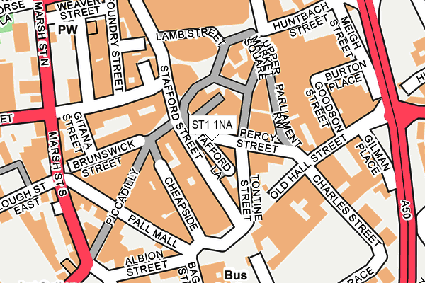 ST1 1NA map - OS OpenMap – Local (Ordnance Survey)