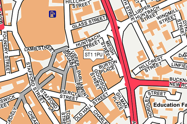 ST1 1PU map - OS OpenMap – Local (Ordnance Survey)