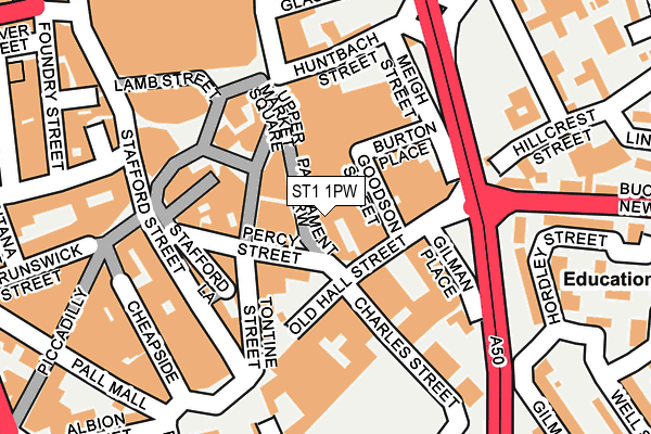 ST1 1PW map - OS OpenMap – Local (Ordnance Survey)