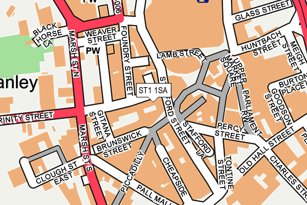 ST1 1SA map - OS OpenMap – Local (Ordnance Survey)