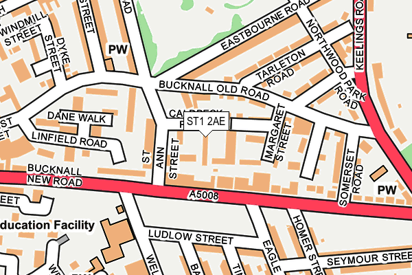 ST1 2AE map - OS OpenMap – Local (Ordnance Survey)
