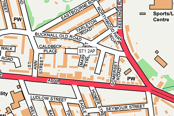 ST1 2AP map - OS OpenMap – Local (Ordnance Survey)