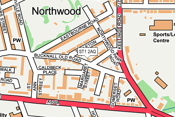 ST1 2AQ map - OS OpenMap – Local (Ordnance Survey)