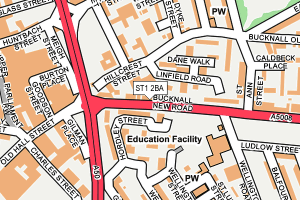 ST1 2BA map - OS OpenMap – Local (Ordnance Survey)