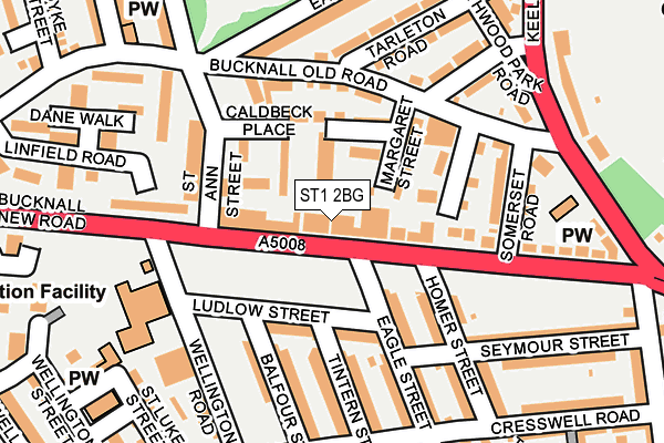 ST1 2BG map - OS OpenMap – Local (Ordnance Survey)