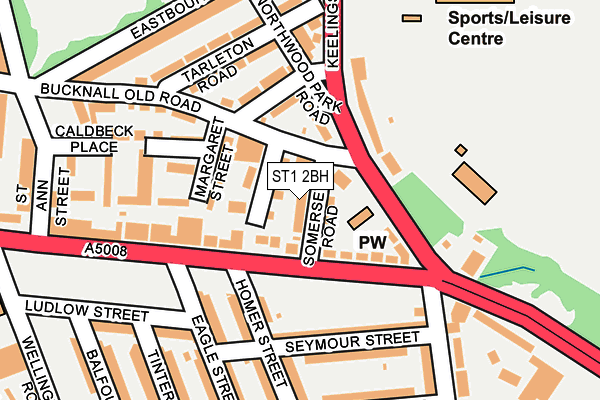 ST1 2BH map - OS OpenMap – Local (Ordnance Survey)