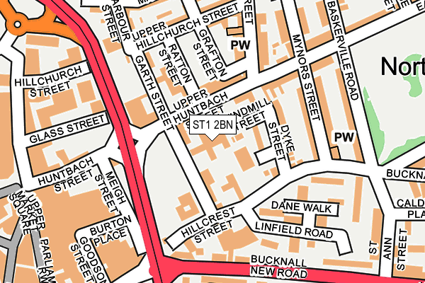 ST1 2BN map - OS OpenMap – Local (Ordnance Survey)