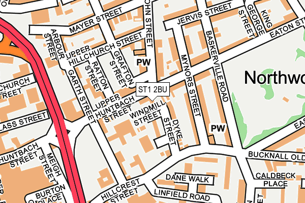 ST1 2BU map - OS OpenMap – Local (Ordnance Survey)
